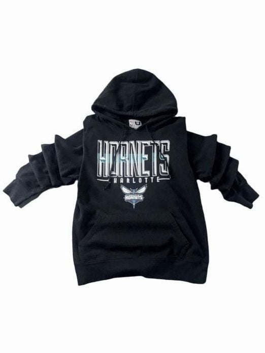 NBA Charlotte Hornets Hoodie Size Large Black Fleece Pullover 2
