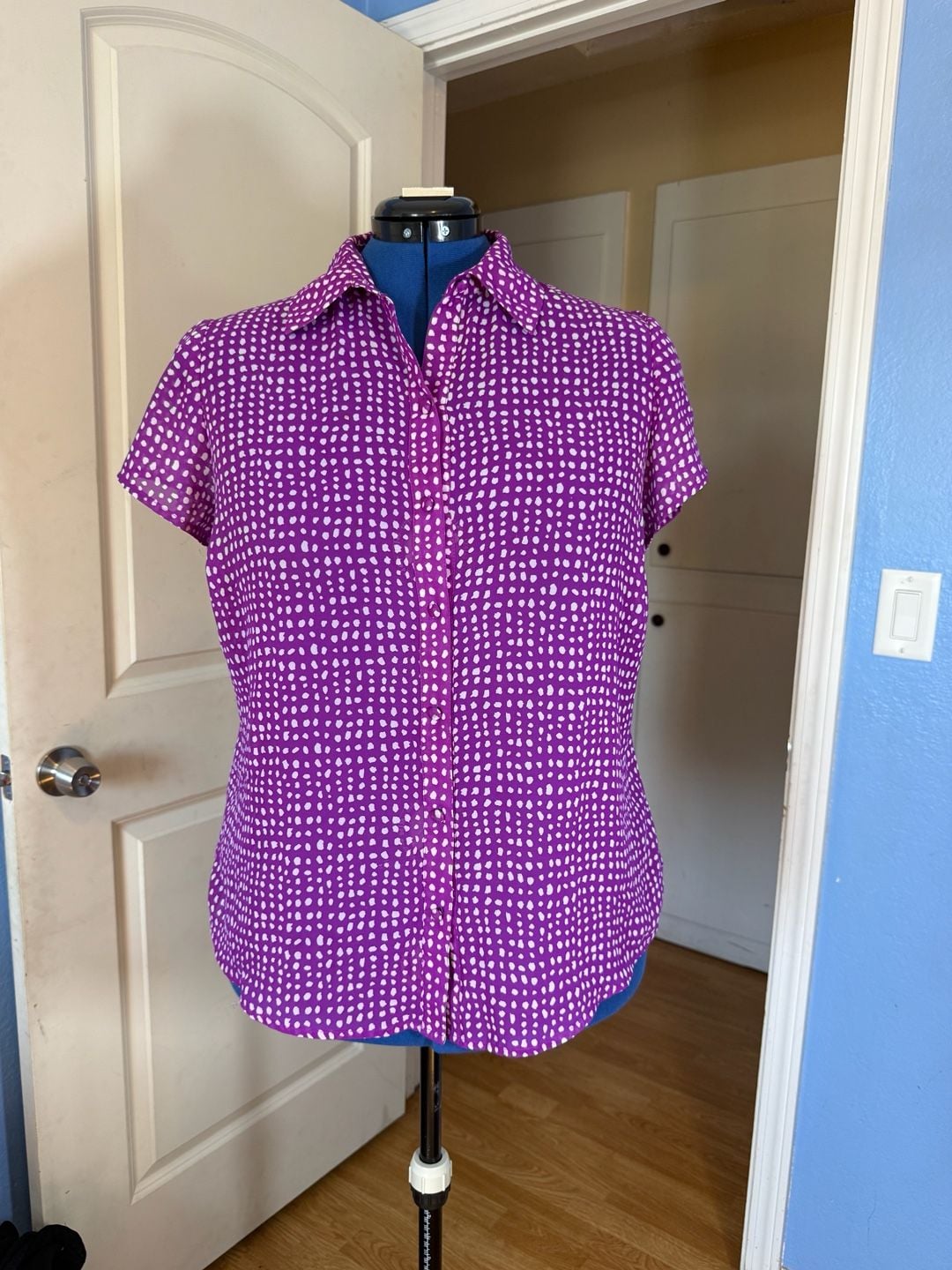 Torrid 0 purple Polka Dot Plus Size Blouses for Women XL 2