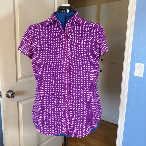 Torrid 0 purple Polka Dot Plus Size Blouses for Women XL