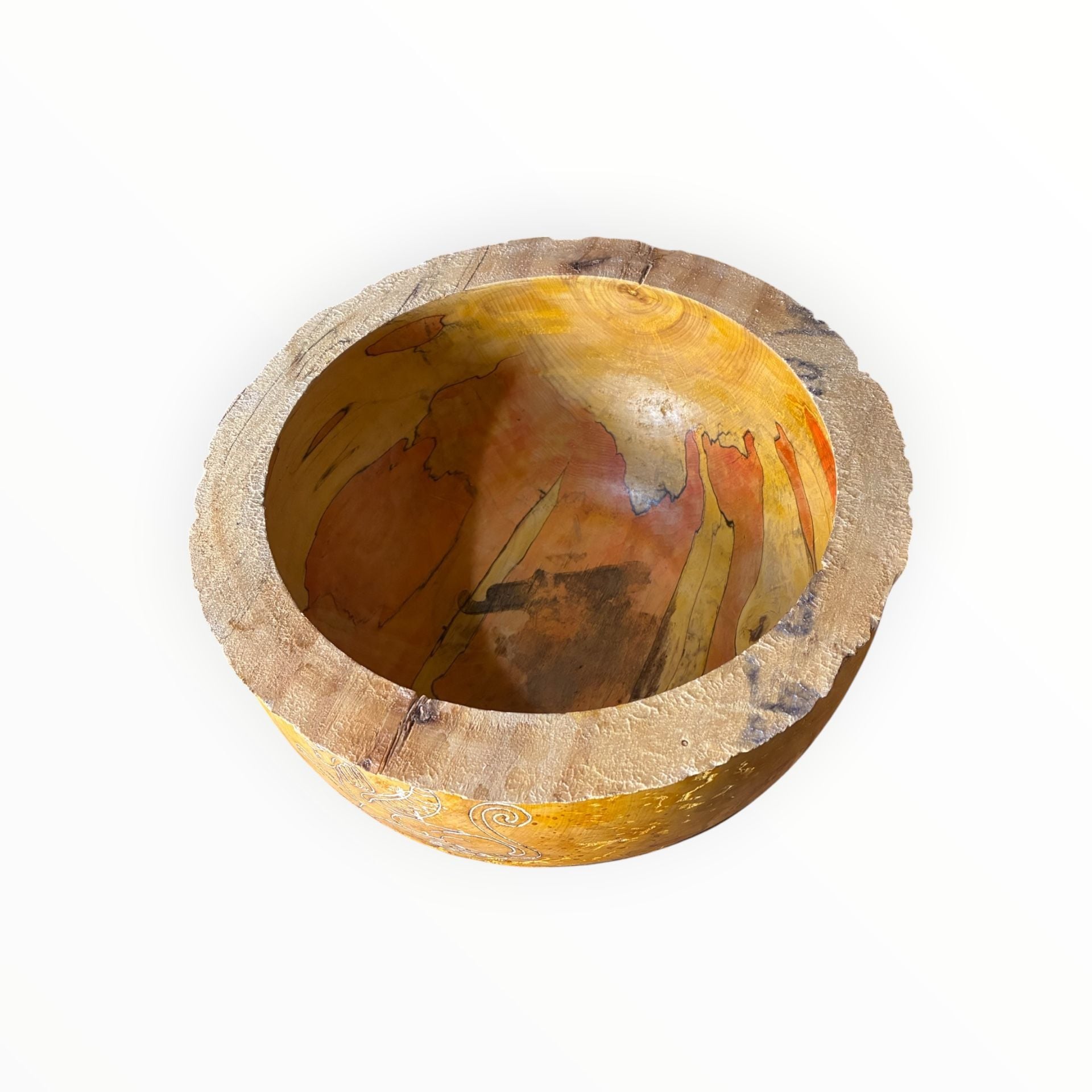 Dave Gahimer Wood Art Bowl Etruscan Sunset 12" Hand Decorated Footed 4
