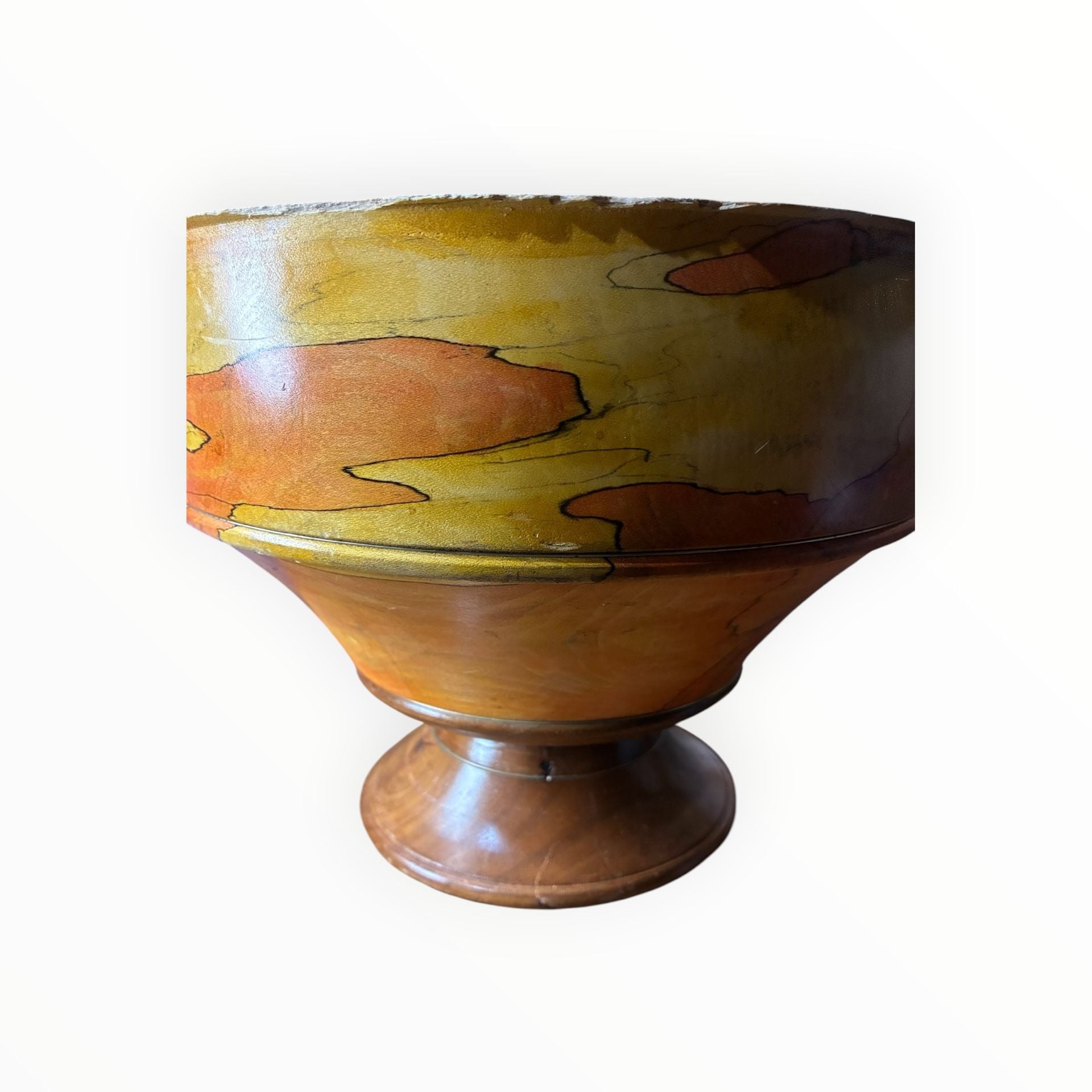 Dave Gahimer Wood Art Bowl Etruscan Sunset 12" Hand Decorated Footed 7