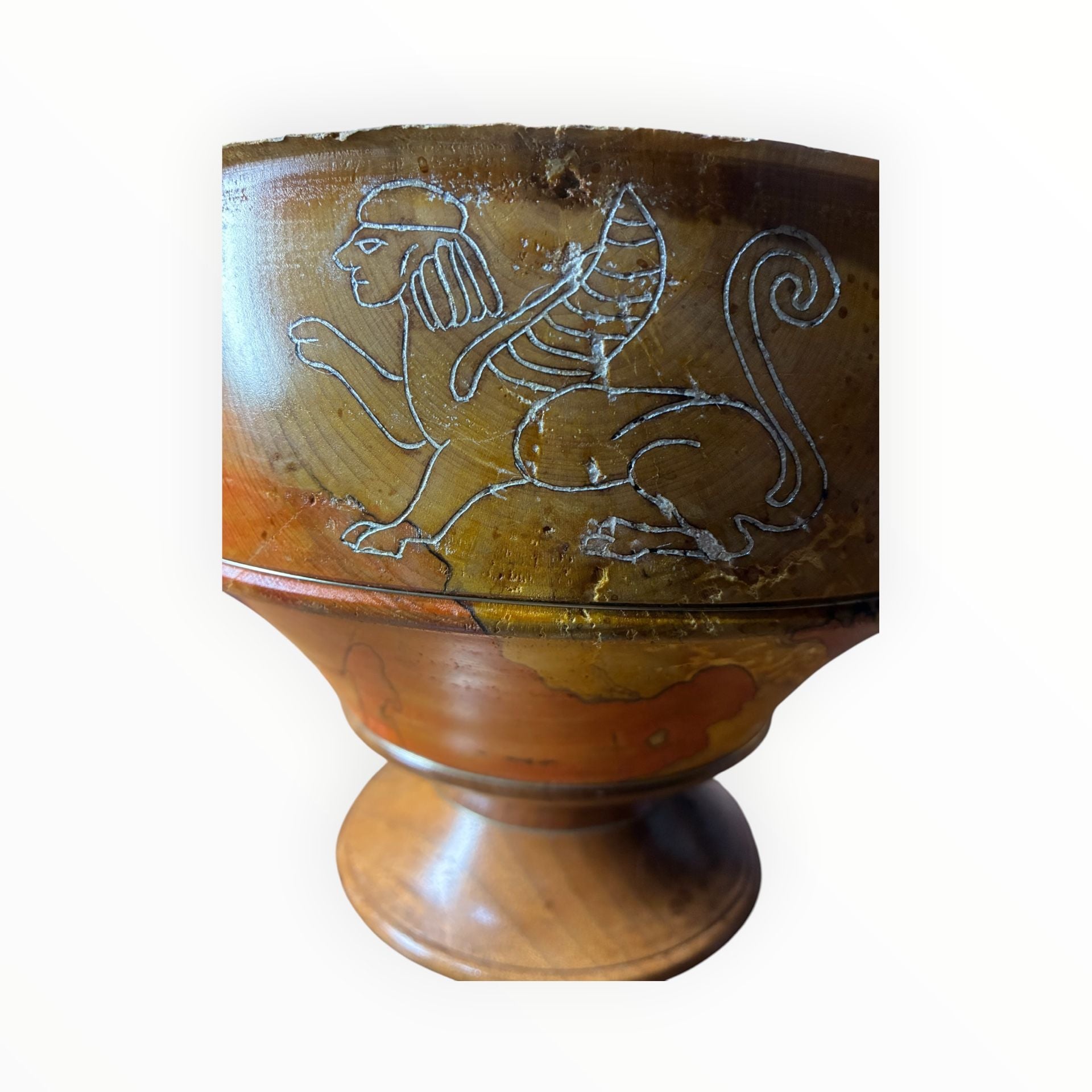 Dave Gahimer Wood Art Bowl Etruscan Sunset 12" Hand Decorated Footed 8
