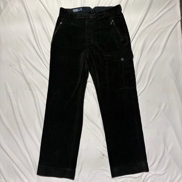 VTG Polo Ralph Lauren Black Corduroy Cargo Pants Paratrooper Utility 31x28 