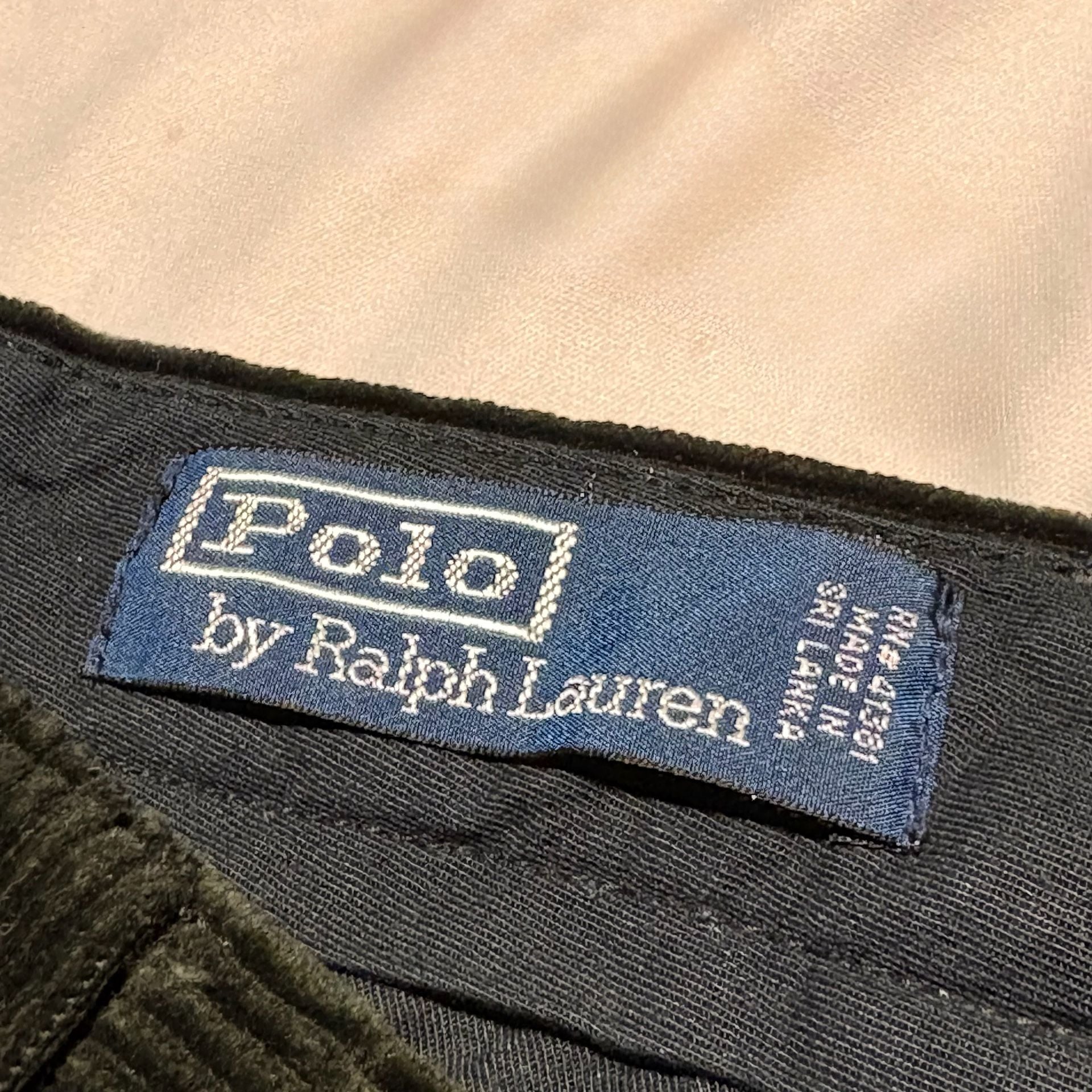 VTG Polo Ralph Lauren Black Corduroy Cargo Pants Paratrooper Utility 31x28  8
