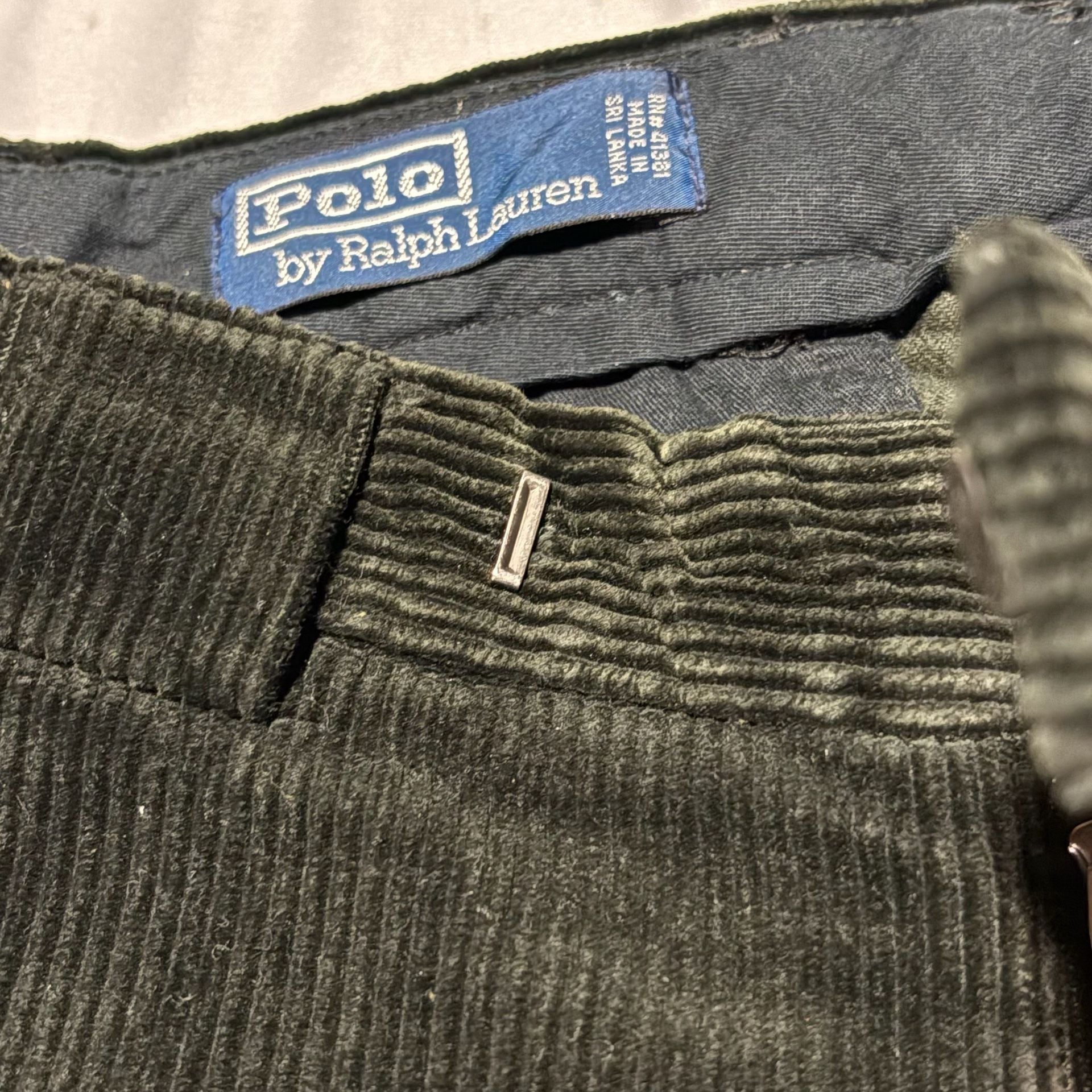 VTG Polo Ralph Lauren Black Corduroy Cargo Pants Paratrooper Utility 31x28  9