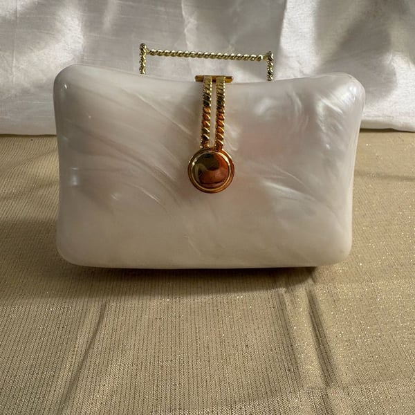 Y & S Original White Pearl Acrylic Clutch Purse