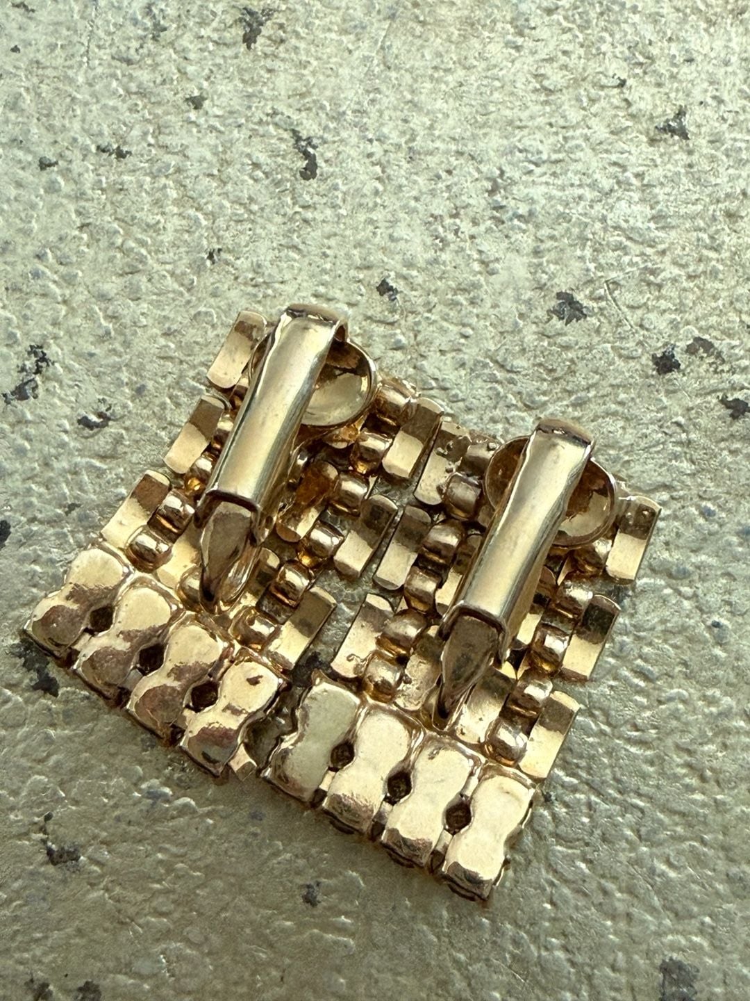 Vintage Gold Tone Open Weave Crystal Clip-On Earrings 4