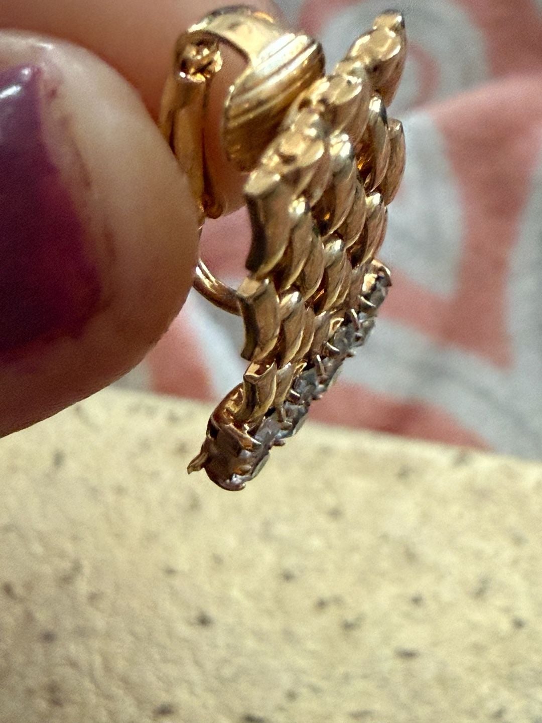Vintage Gold Tone Open Weave Crystal Clip-On Earrings 5