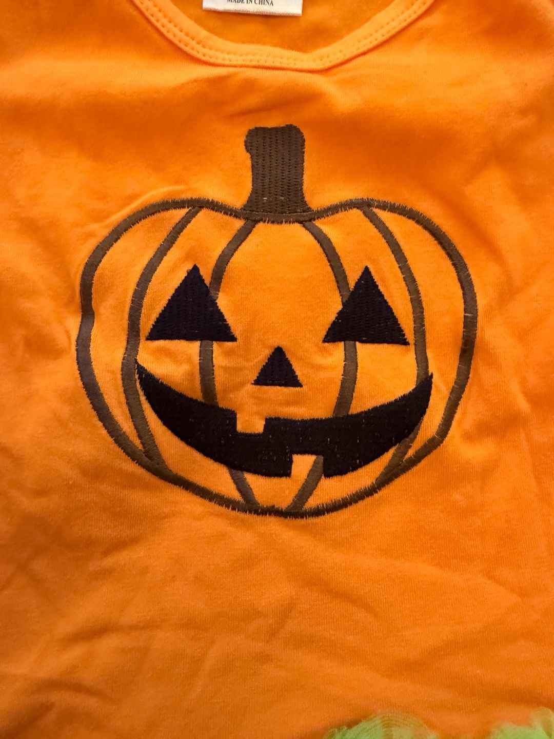 Unbranded Halloween Pumpkin Tutu Bodysuit Size L (18/24m) Orange Green 3