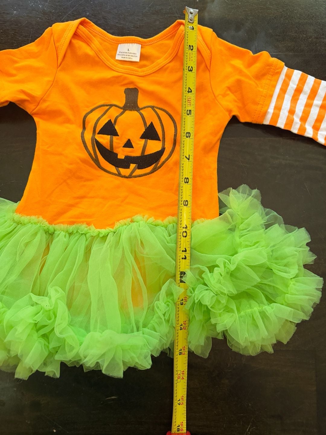 Unbranded Halloween Pumpkin Tutu Bodysuit Size L (18/24m) Orange Green 7
