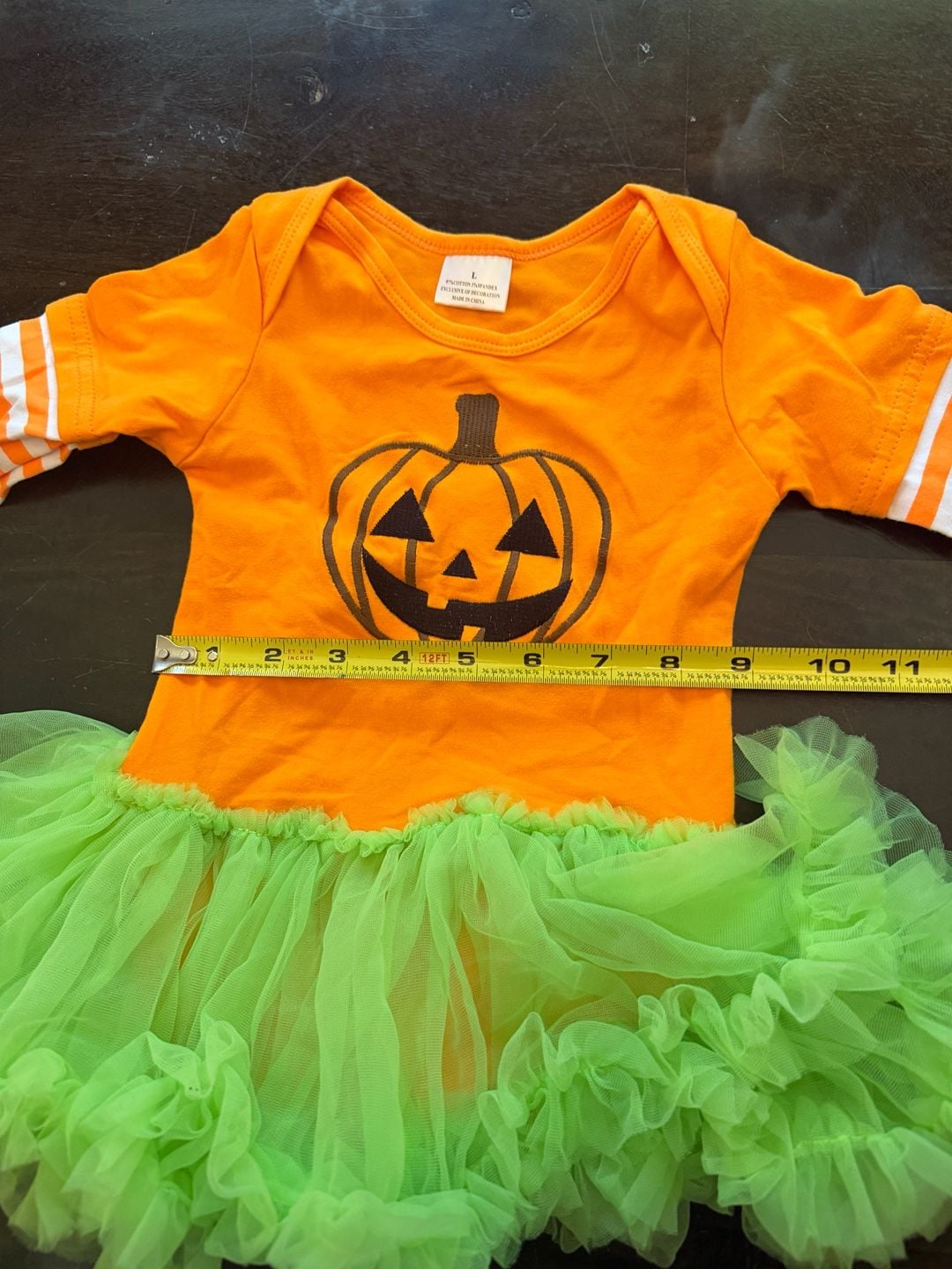 Unbranded Halloween Pumpkin Tutu Bodysuit Size L (18/24m) Orange Green 8
