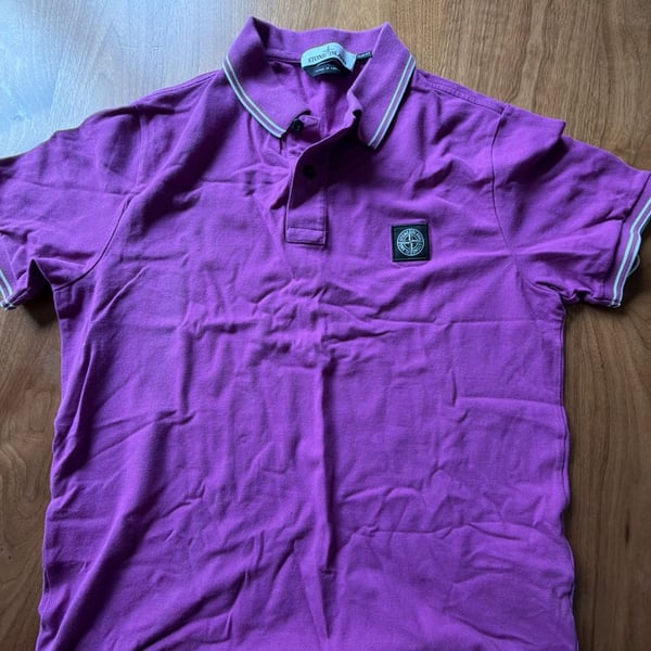 Stone Island Slim Fit Polo Size XL Purple Compass Patch