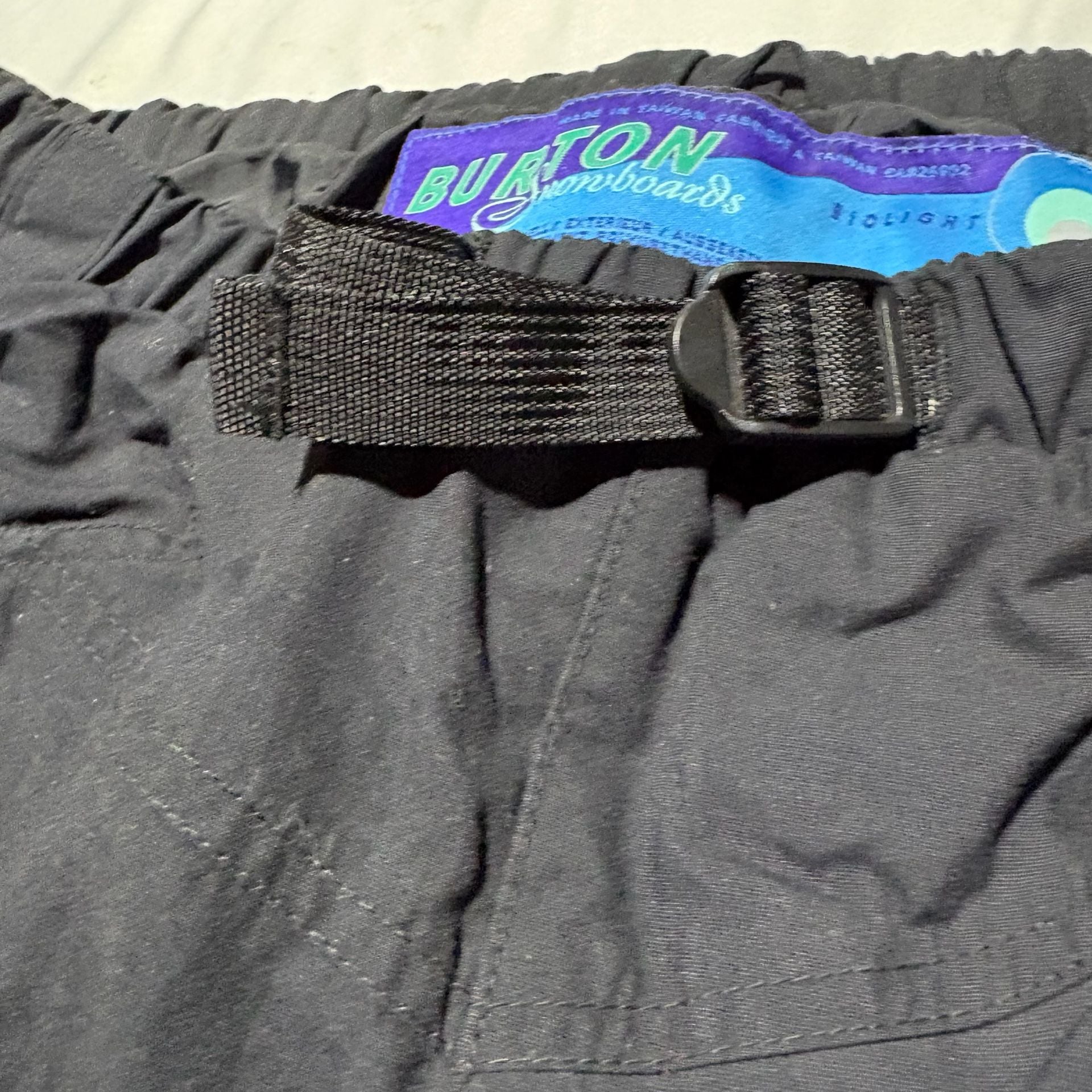 Vtg 90s Burton Snowboards Biolight Tech Snow Pants Black Belt Baggy M 30x28
6