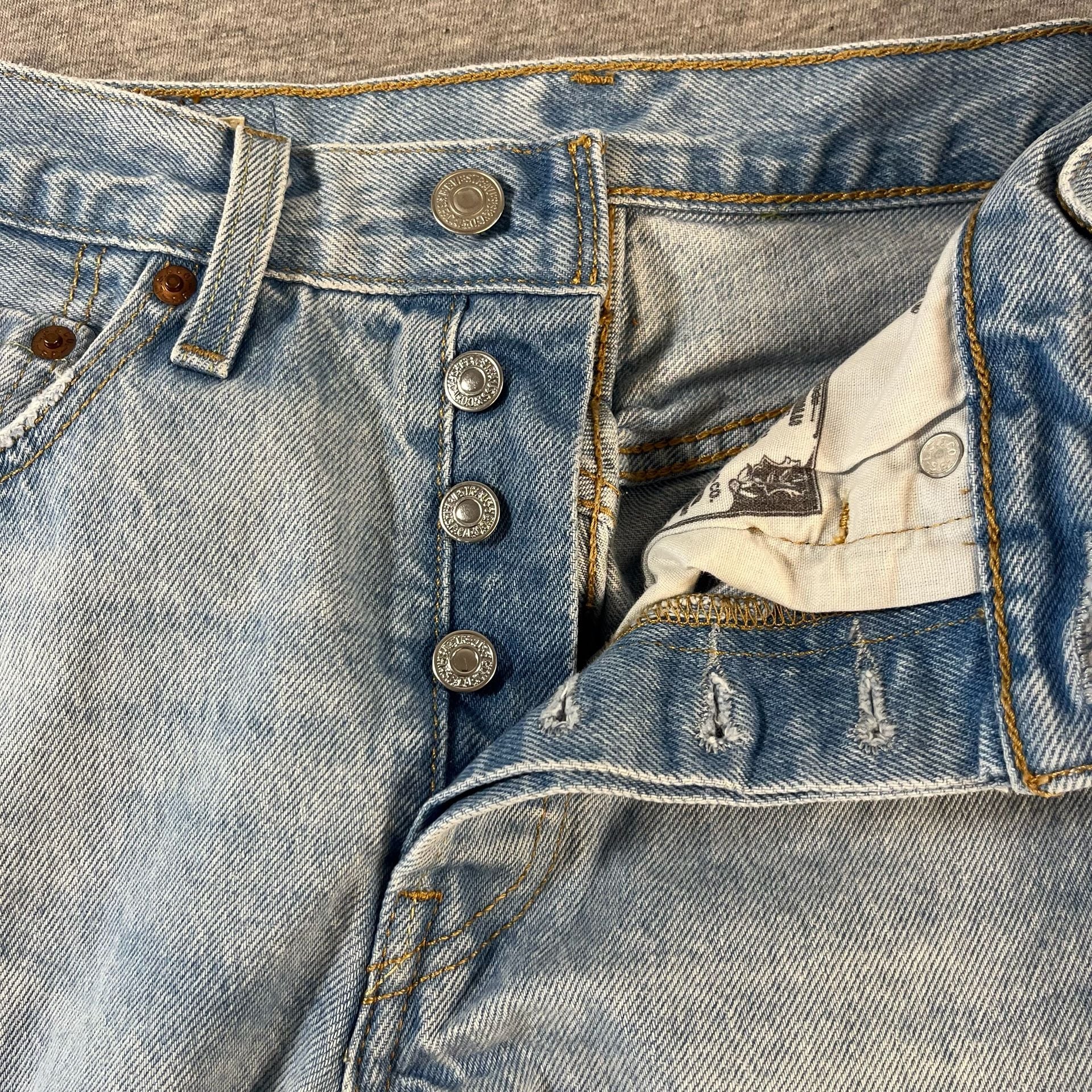 Levi's 501 Straight Leg Button Fly Denim Blue Jeans Size 26x29 7