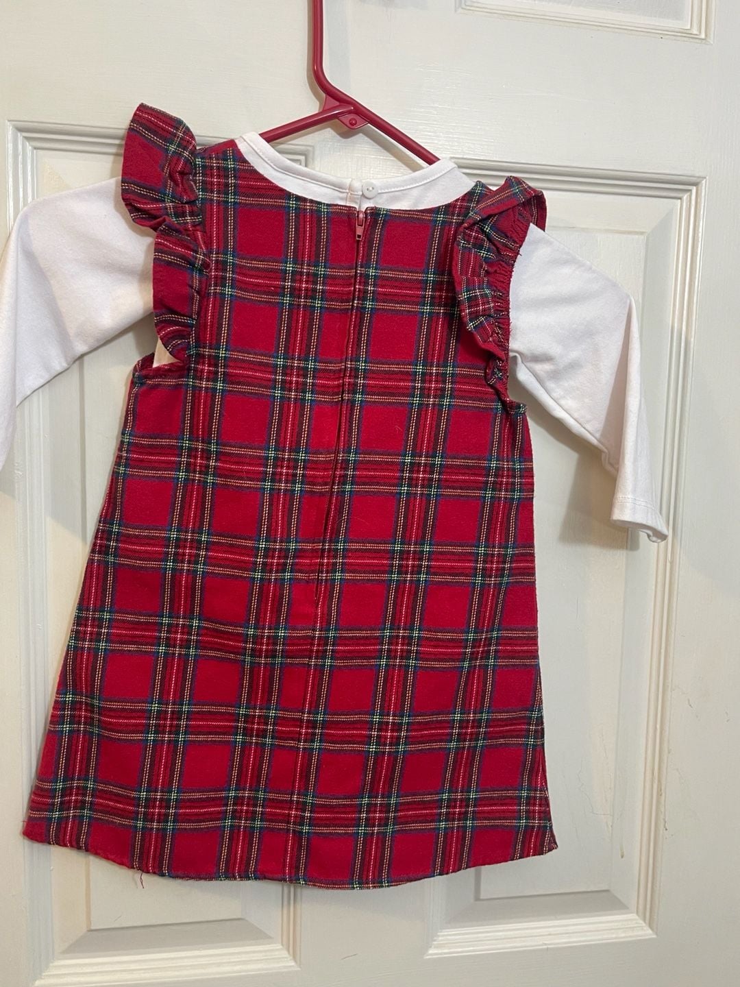 Rare Editions Plaid Reindeer Jumper Dress Set Size 2T Christmas Holiday 3