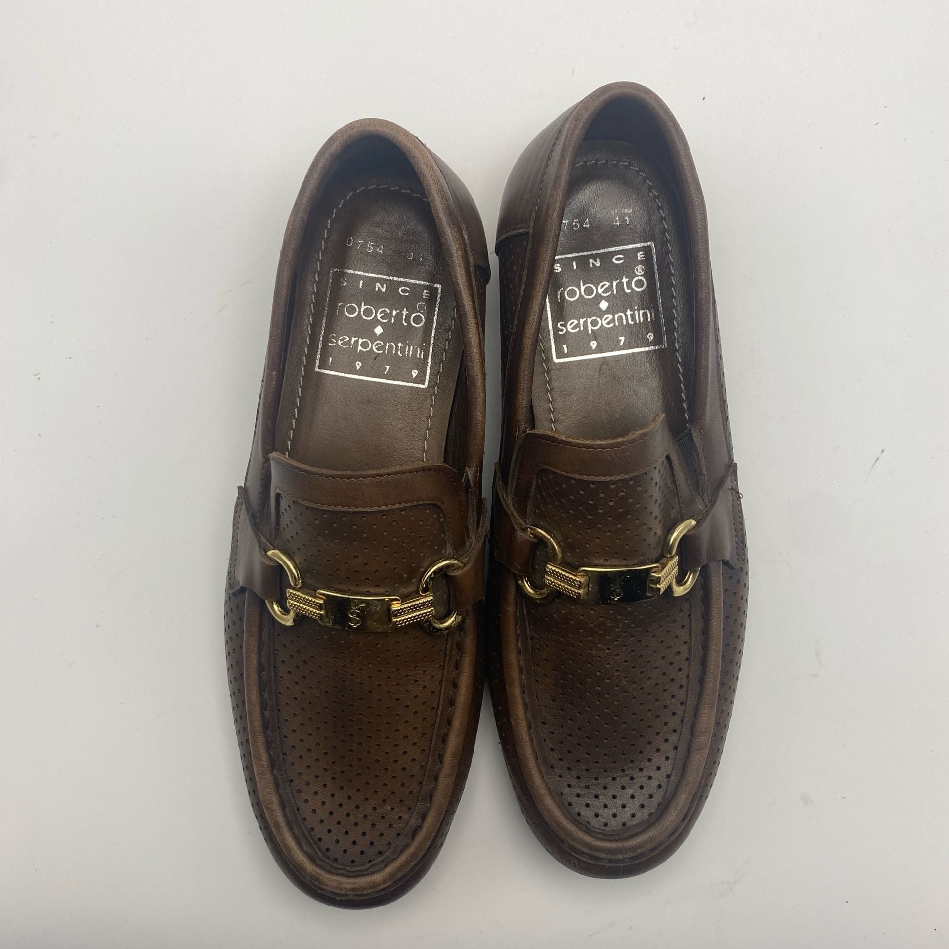 Roberto Serpentini 754 Size 41 Brown Perforated Leather Bit Loafers (DS1037) 7