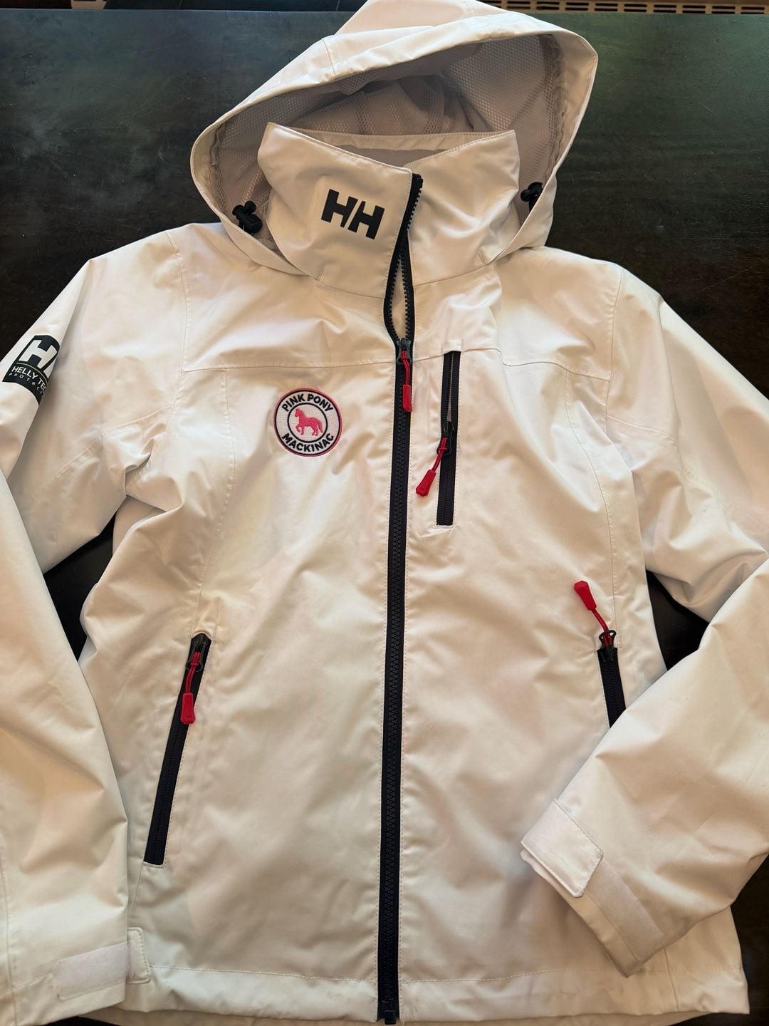 Helly Hansen Crew Hooded Midlayer Jacket Size XS/TP White Pink Pony Mackinac 2