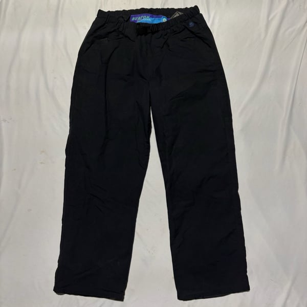 Vtg 90s Burton Snowboards Biolight Tech Snow Pants Black Belt Baggy M 30x28
