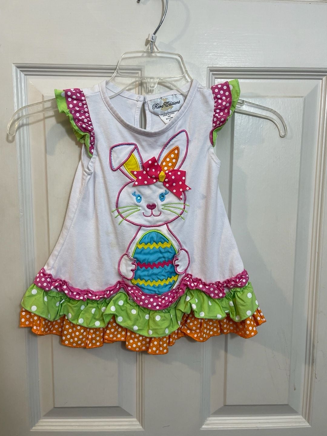 Rare Editions Easter Bunny Tunic Dress Size 2T Polka Dot Applique 2