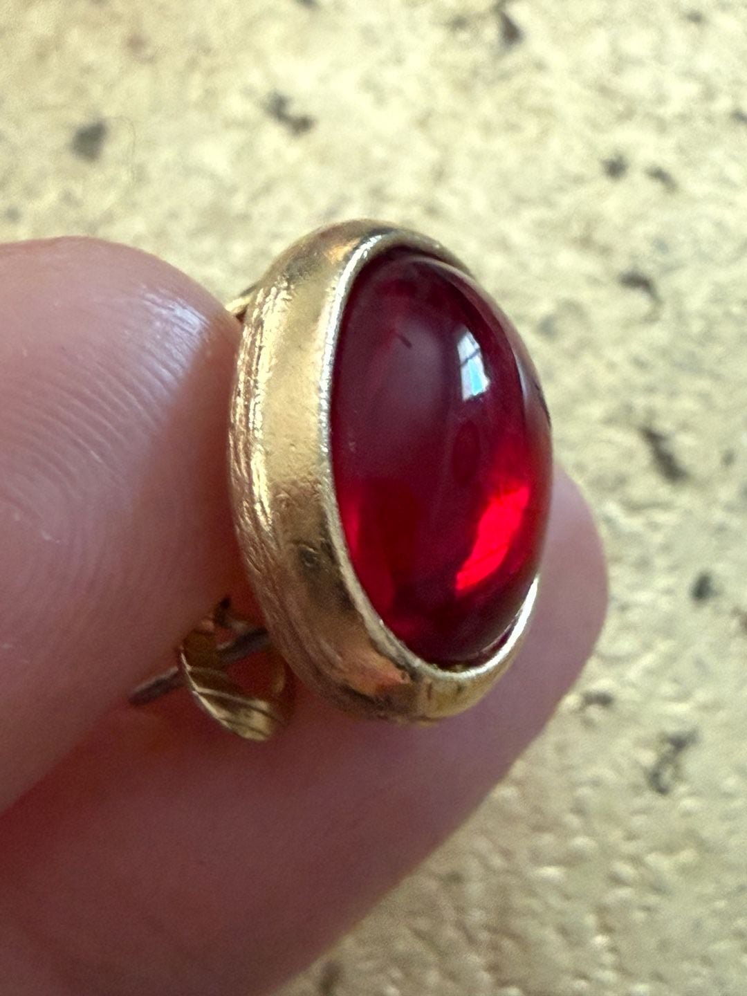 Napier Red Cabochon Gold Tone Vintage Clip-On Earrings 6