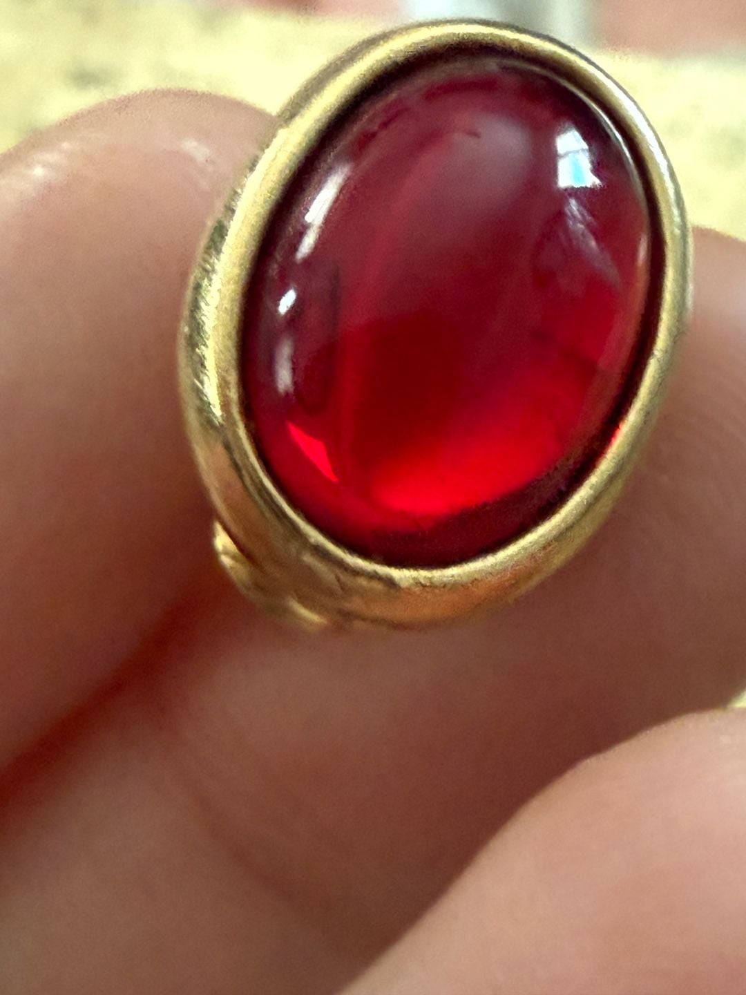 Napier Red Cabochon Gold Tone Vintage Clip-On Earrings 9