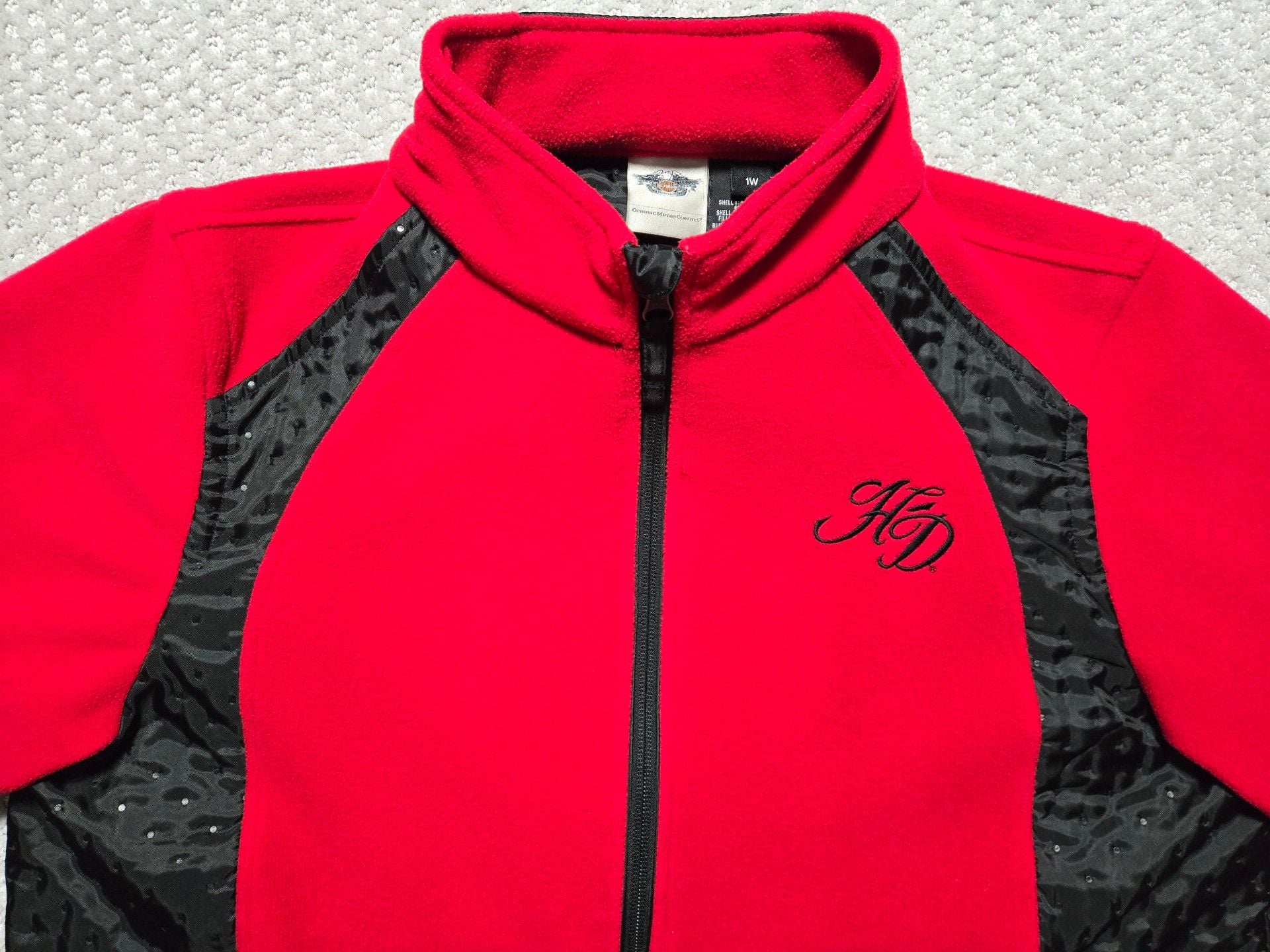 Harley Davidson Fleece Jacket Size 1W Red Black Full Zip 2
