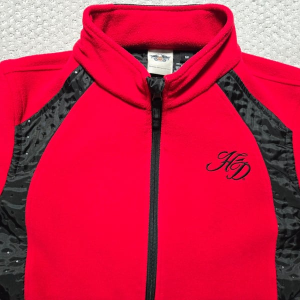 Harley Davidson Fleece Jacket Size 1W Red Black Full Zip