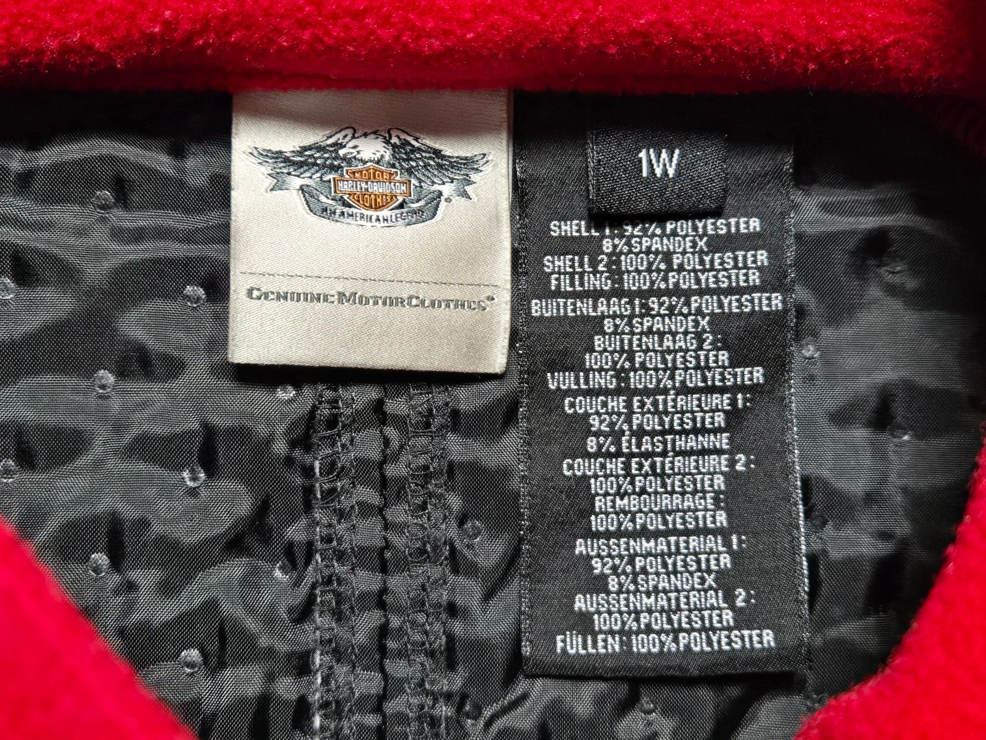 Harley Davidson Fleece Jacket Size 1W Red Black Full Zip 5