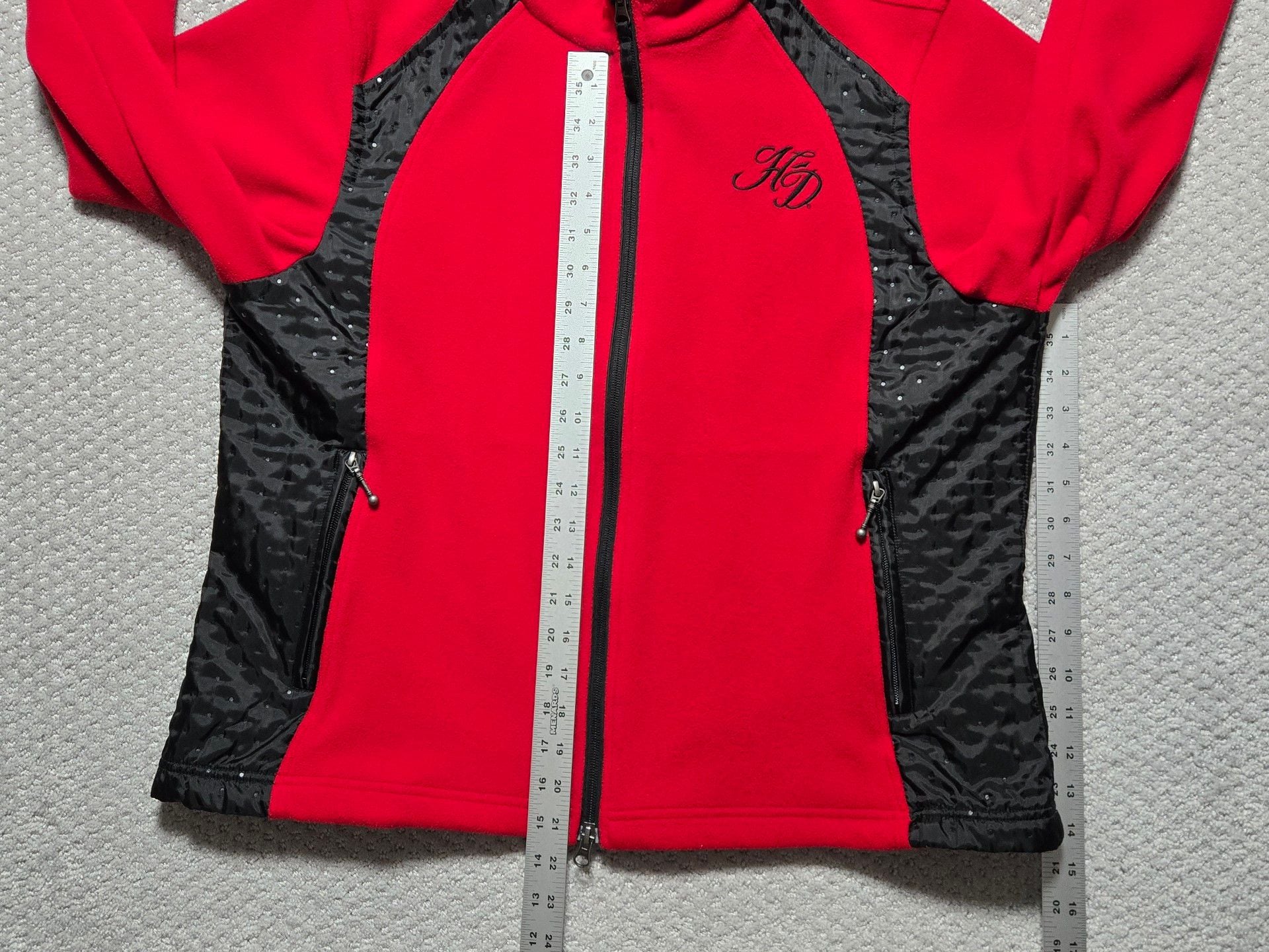 Harley Davidson Fleece Jacket Size 1W Red Black Full Zip 7