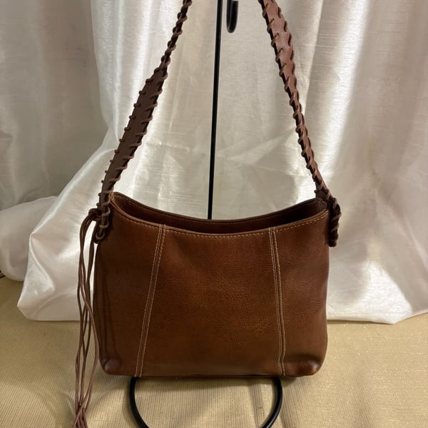 Brown Faux Leather Shoulder Bag