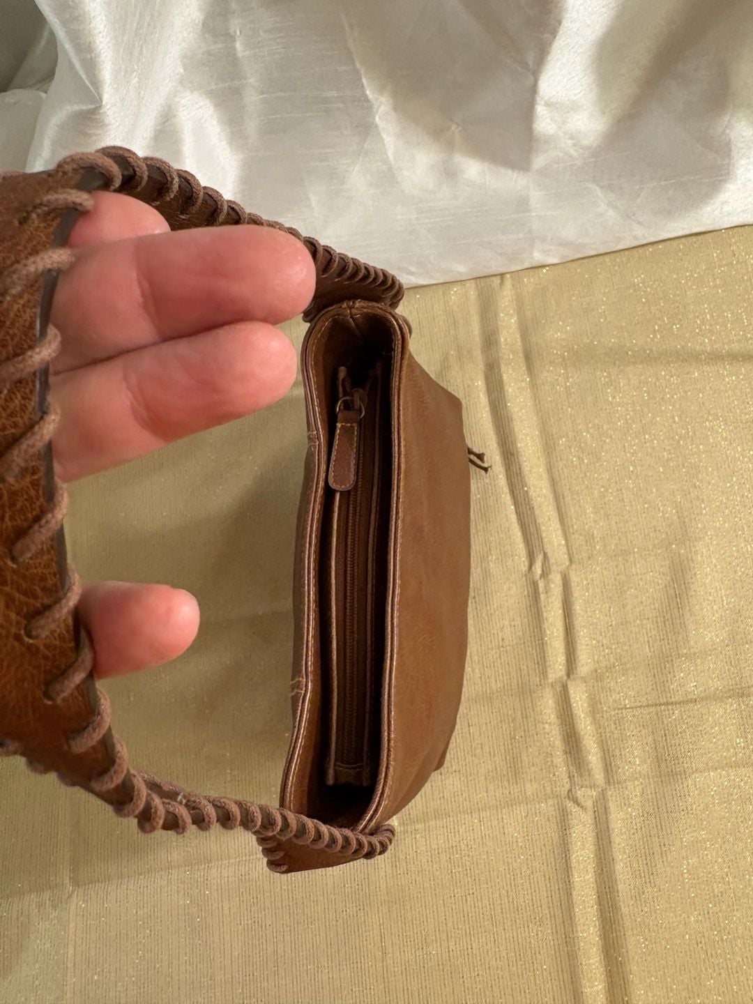 Brown Faux Leather Shoulder Bag 7