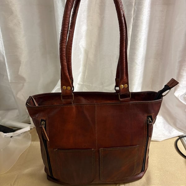 Madosh Brown Leather Tote Bag