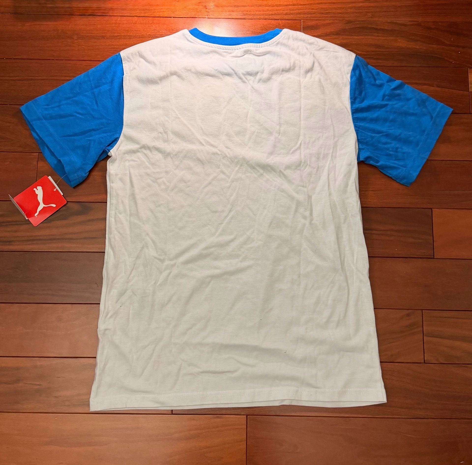 Puma Boys Graphic T-Shirt Size L (14-16) Blue White 3