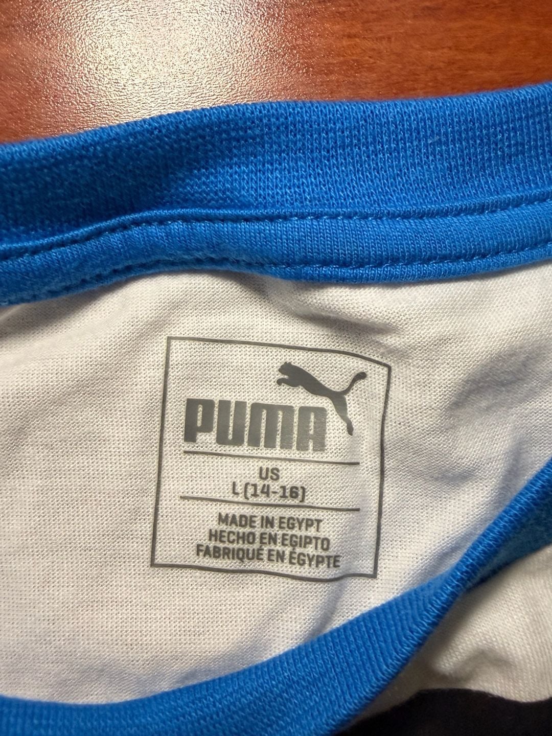 Puma Boys Graphic T-Shirt Size L (14-16) Blue White 4