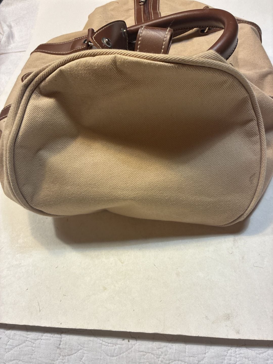 Karl Lagerfeld Le Club Paris Vintage Tan Canvas Travel Duffel Bag 6