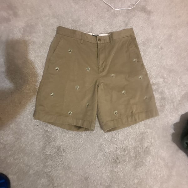 J.Crew Embroidered Chino Shorts Size 34 Khaki Floral