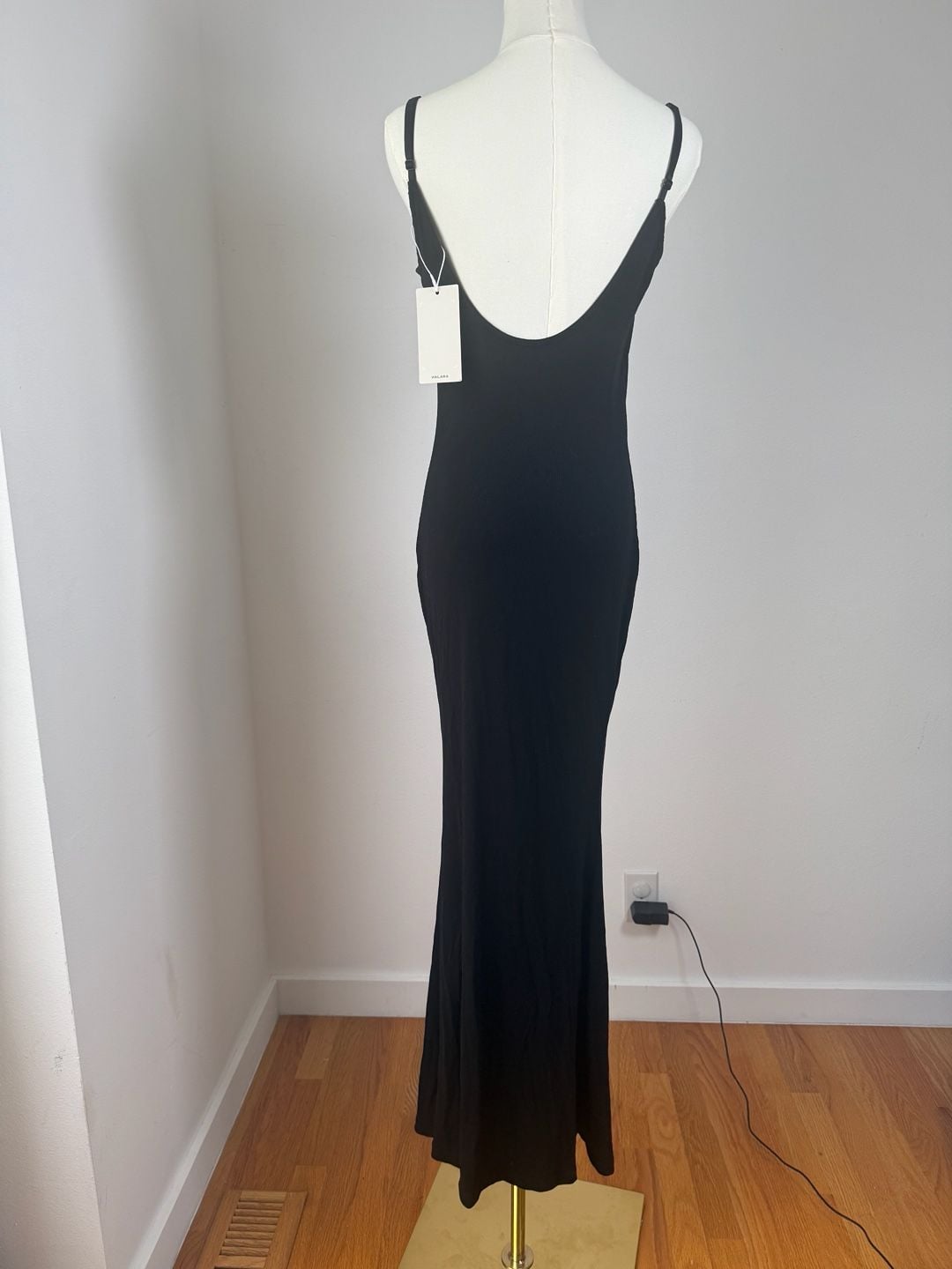 Halara Ribbed Maxi Dress Size L Black Camisole Long Slip Dress 4