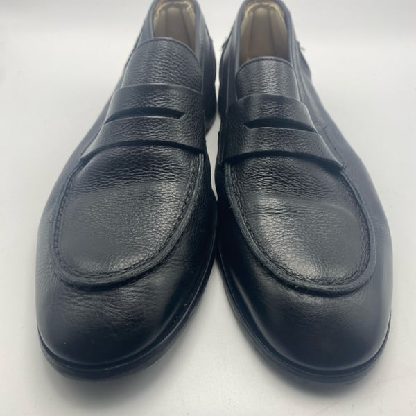 Collars & Co. Black Leather Penny Loafers Size 8 (DS1038)