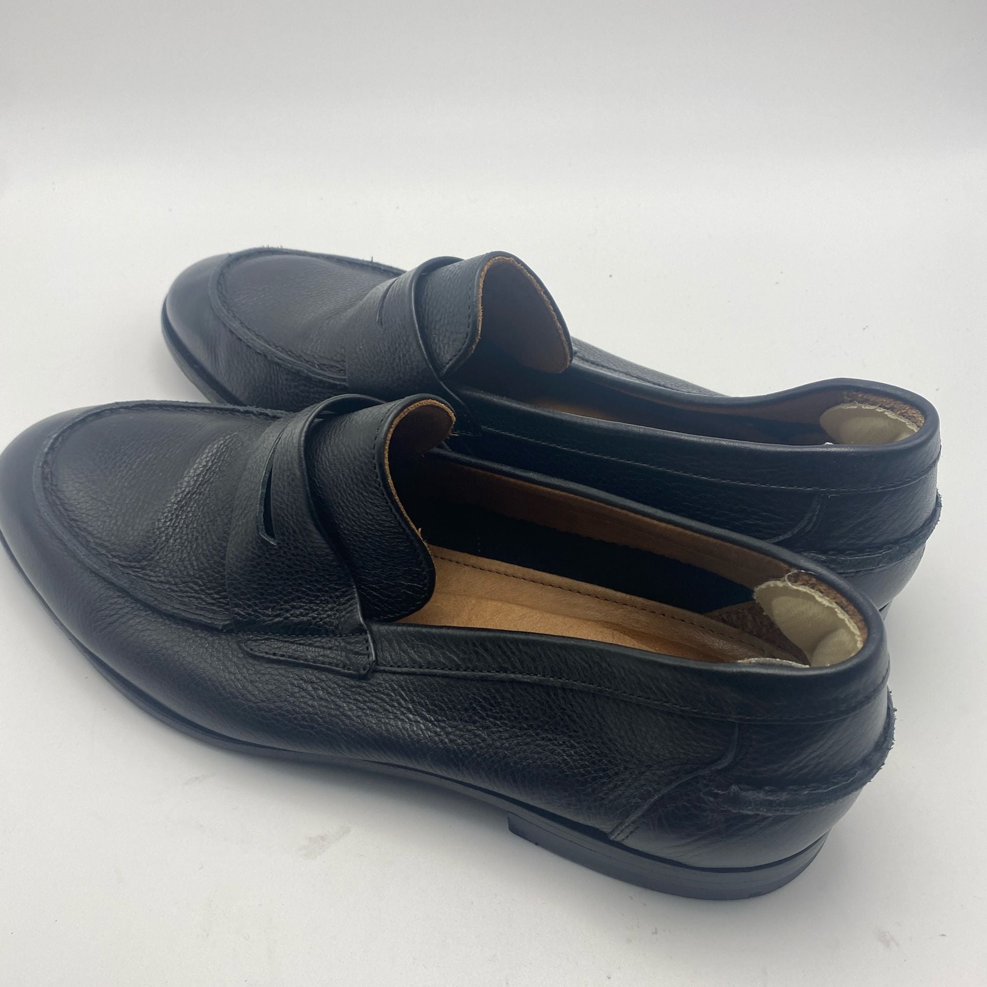 Collars & Co. Black Leather Penny Loafers Size 8 (DS1038) 7
