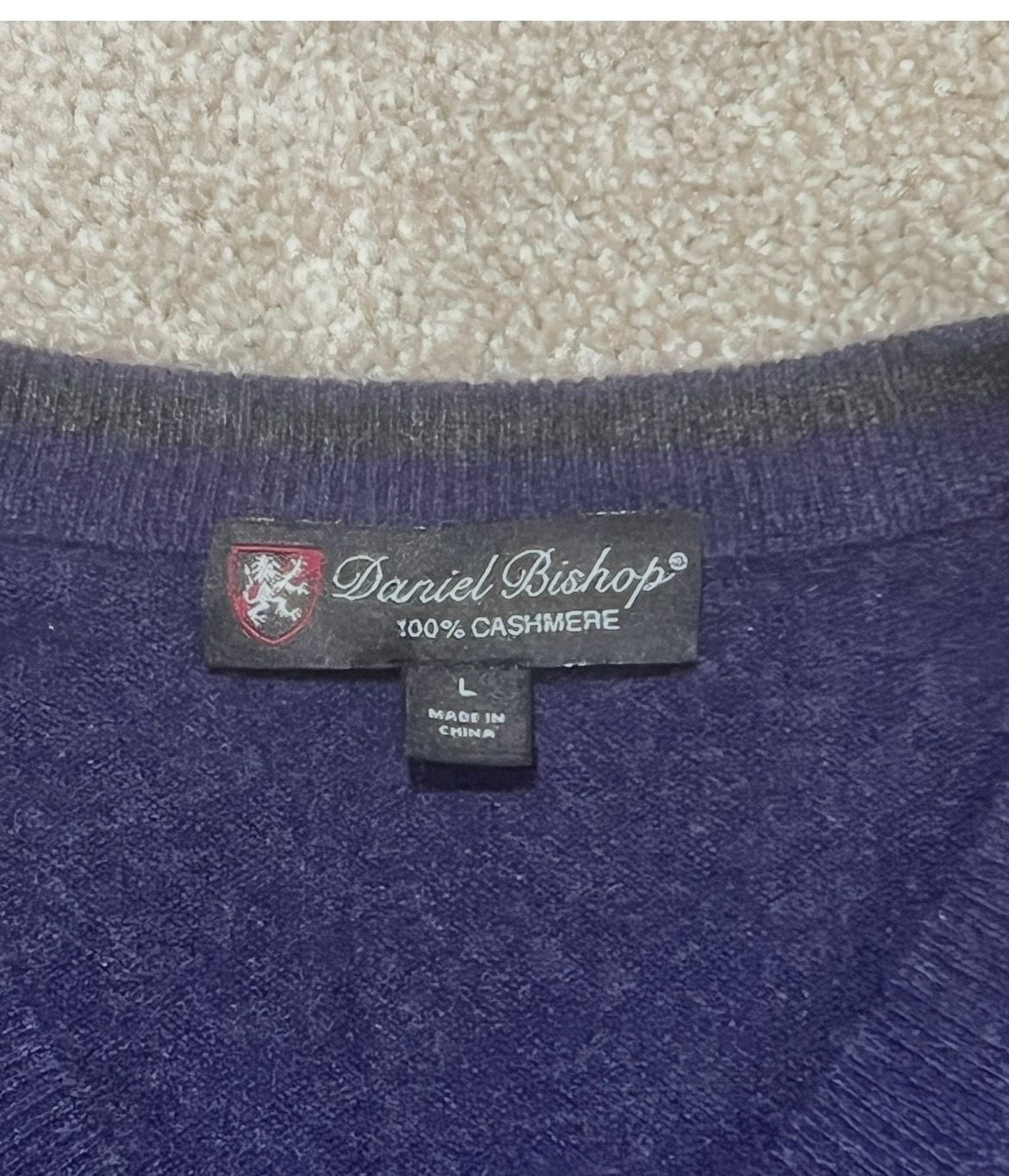 Daniel Bishop V-Neck Sweater Size L Blue 100% Cashmere Pullover 4