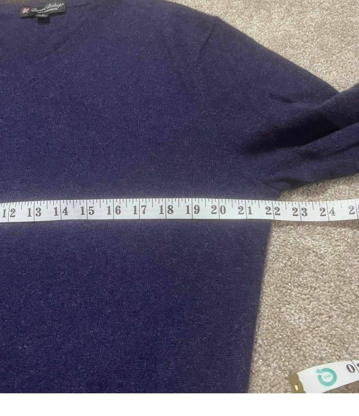 Daniel Bishop V-Neck Sweater Size L Blue 100% Cashmere Pullover 7
