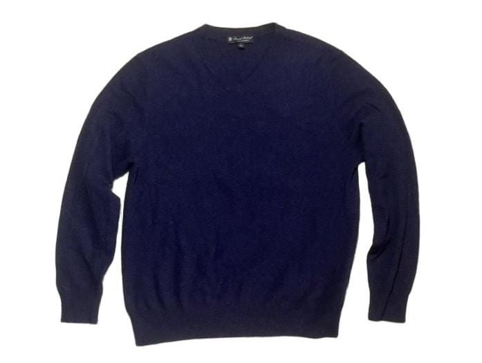 Daniel Bishop V-Neck Sweater Size L Blue 100% Cashmere Pullover 2