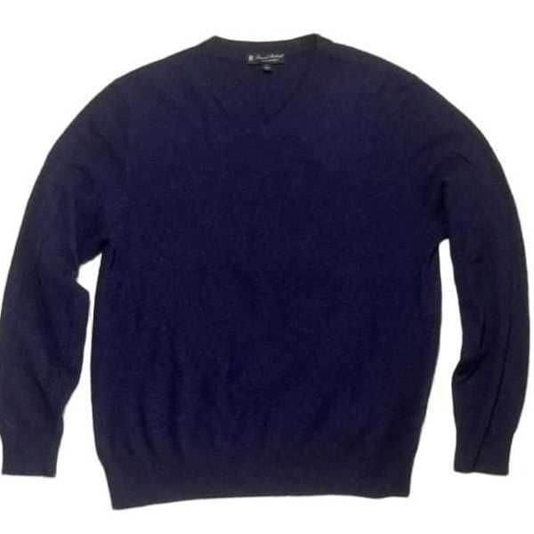 Daniel Bishop V-Neck Sweater Size L Blue 100% Cashmere Pullover