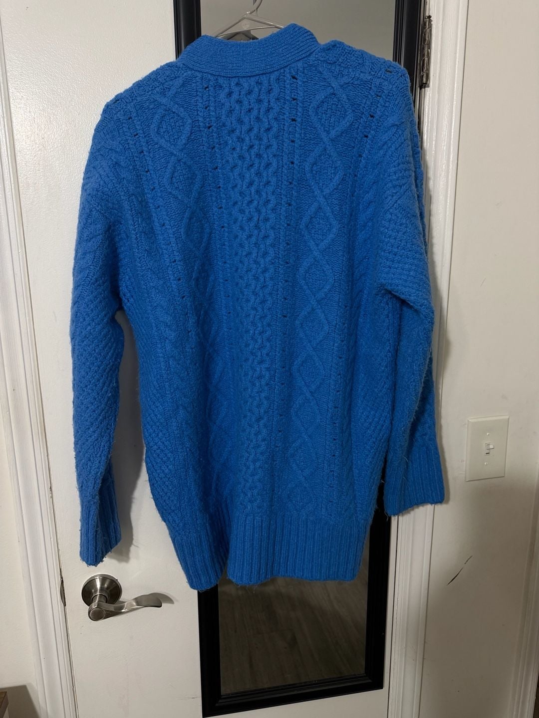 J.Crew Cable Knit Cardigan Size M Blue Oversized Sweater 7