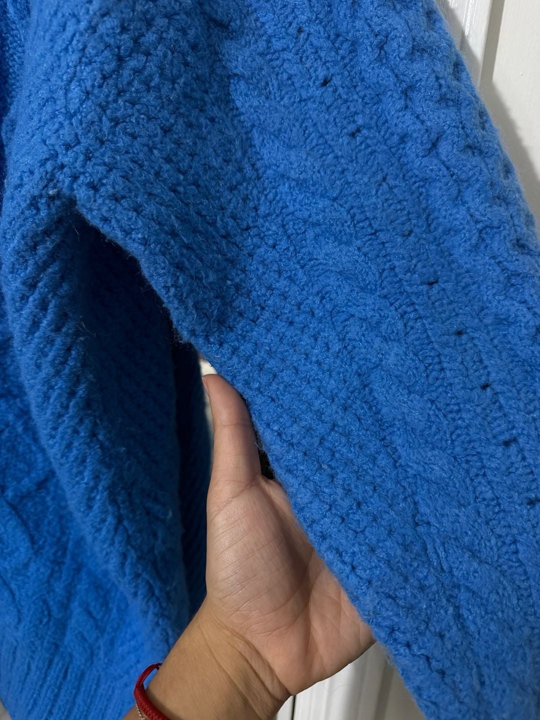 J.Crew Cable Knit Cardigan Size M Blue Oversized Sweater 9