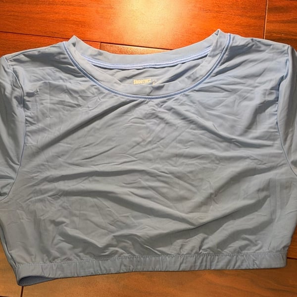 Smoothez by Aerie Crop Top Bralette Size L Blue Short Sleeve Lounge