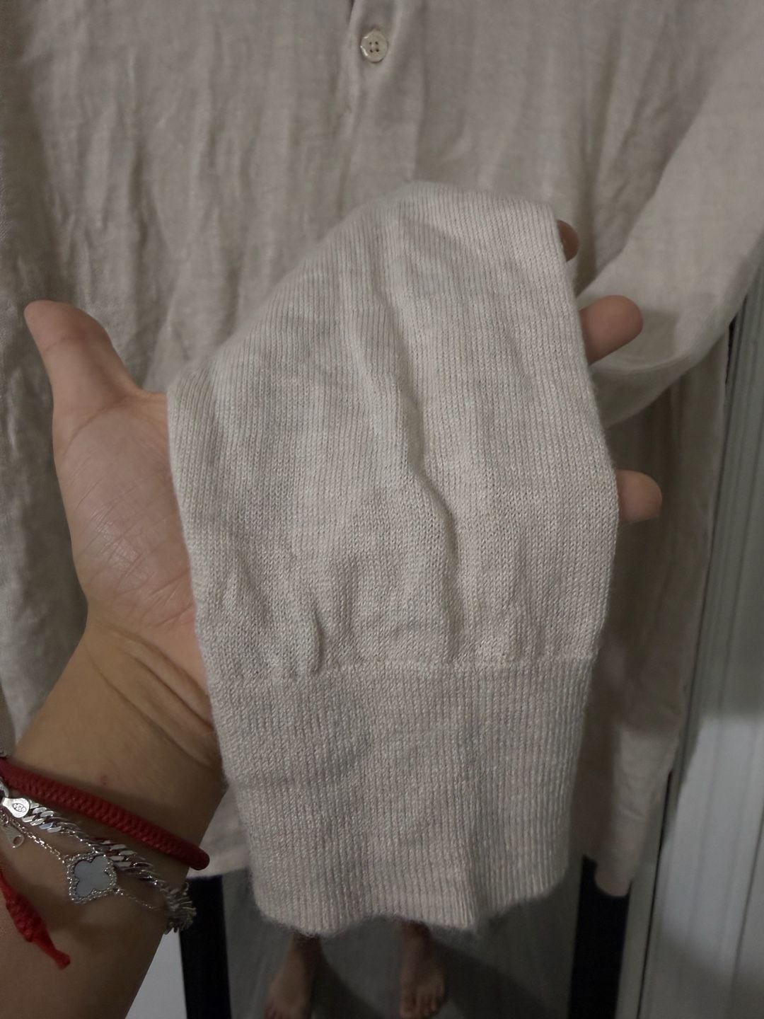 Banana Republic Merino Wool Polo Sweater Size L Beige Long Sleeve 8
