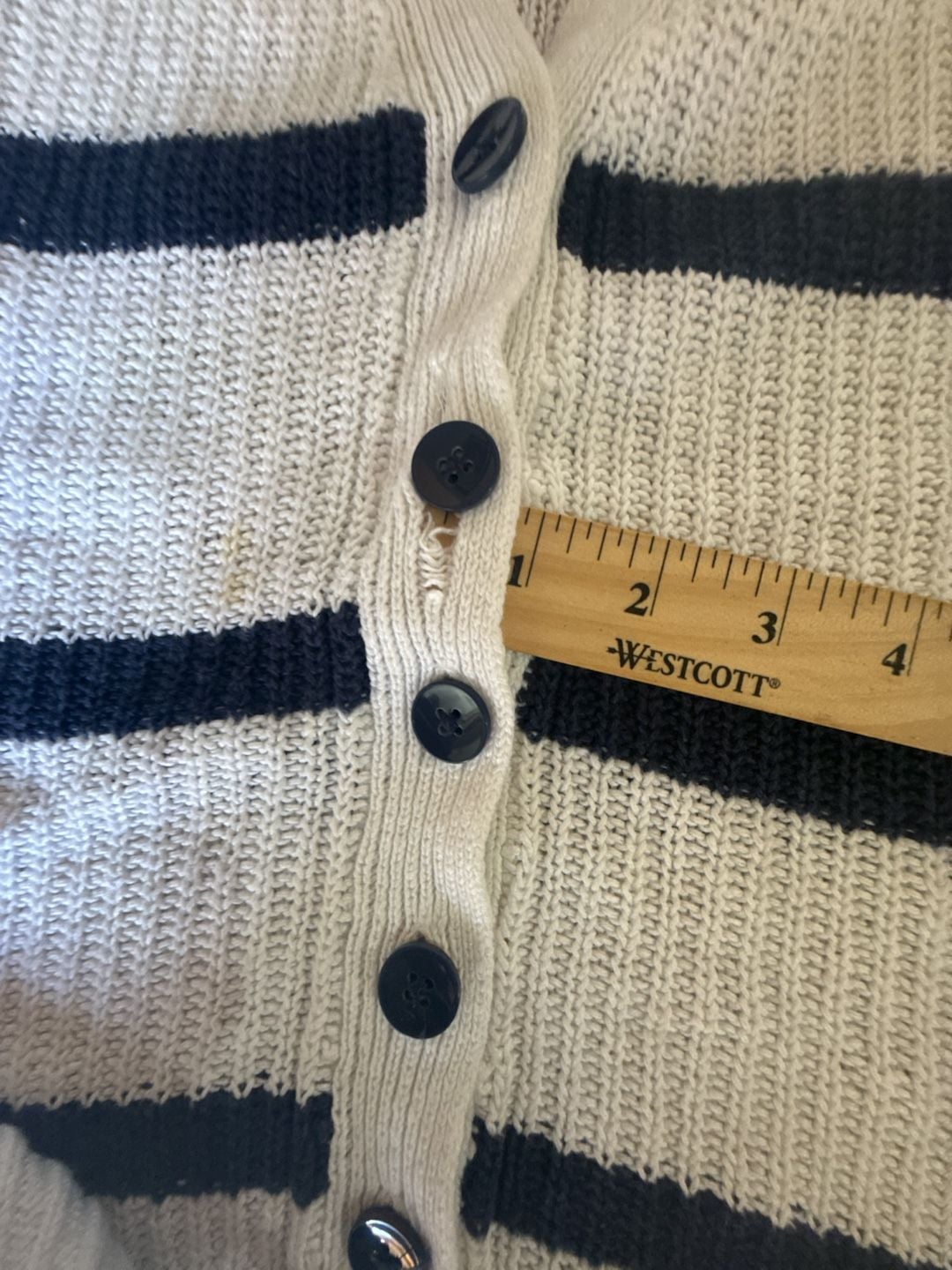 Old Navy Striped Cardigan Size M White Navy Blue V-Neck Sweater 5