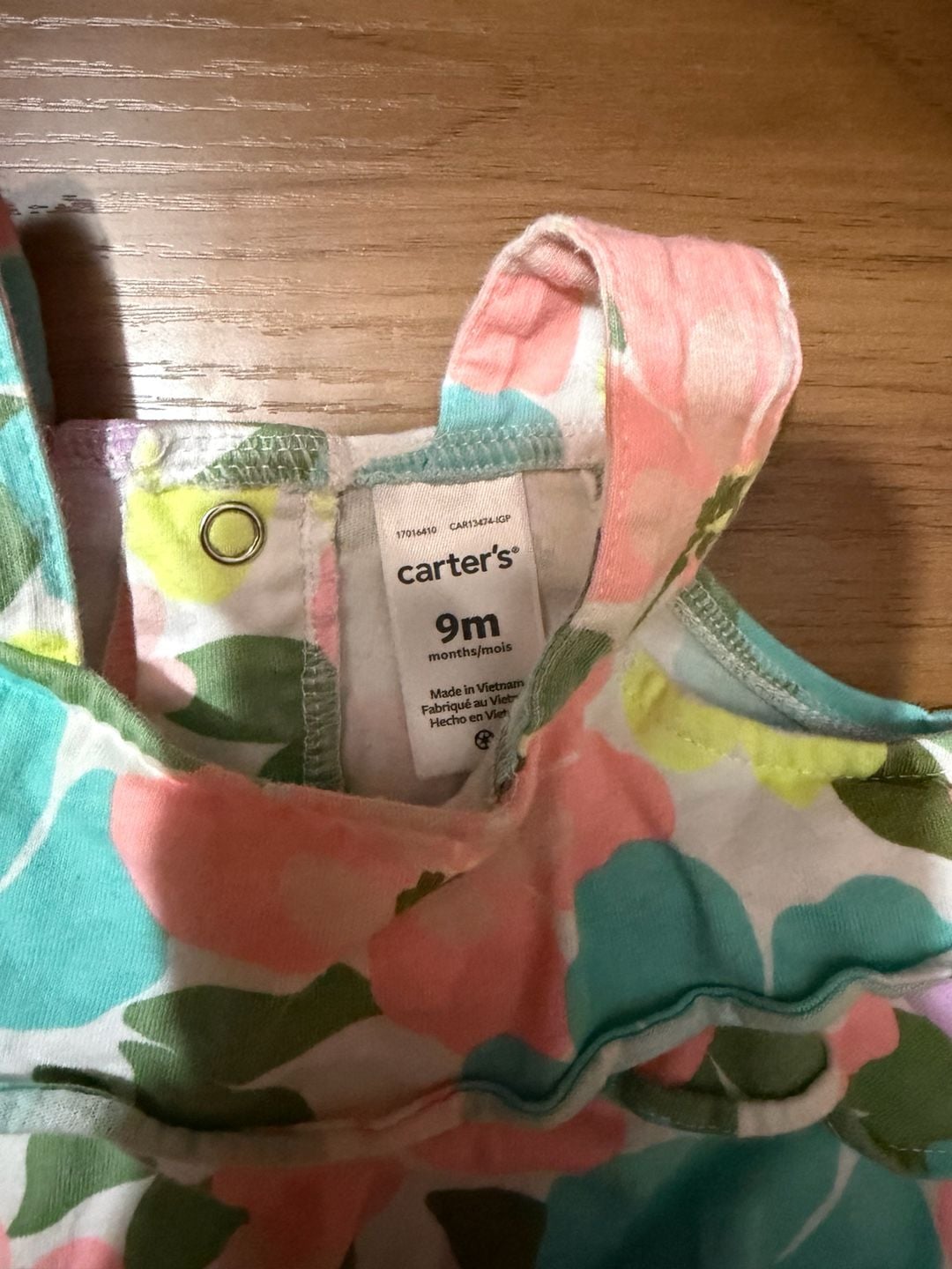 Carter's Floral Tank Romper Size 9M Multicolor 3