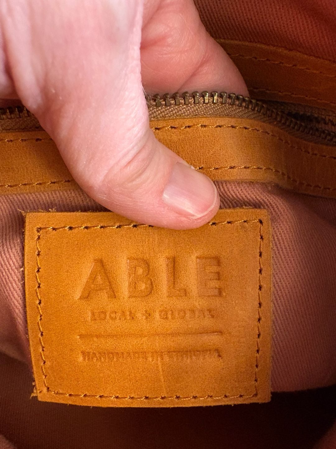 Able Abera Convertible Leather Backpack Cognac 8